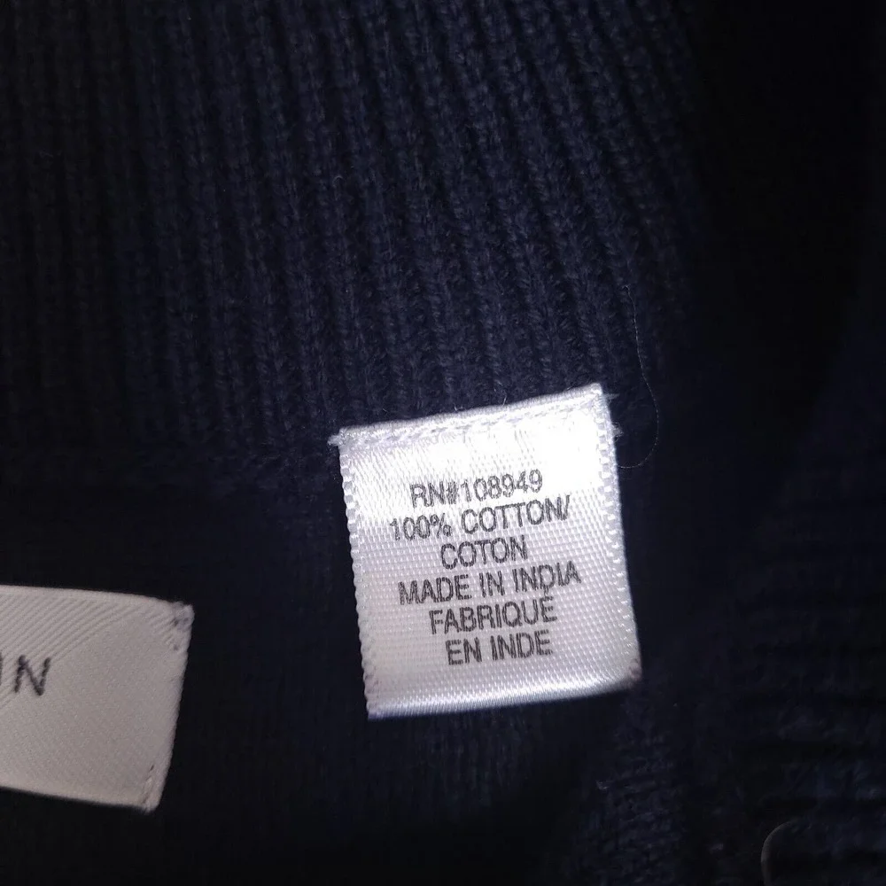 Alex Cannon‎ Sweater Mens Large Navy Blue 1/4 Zip Mock Neck